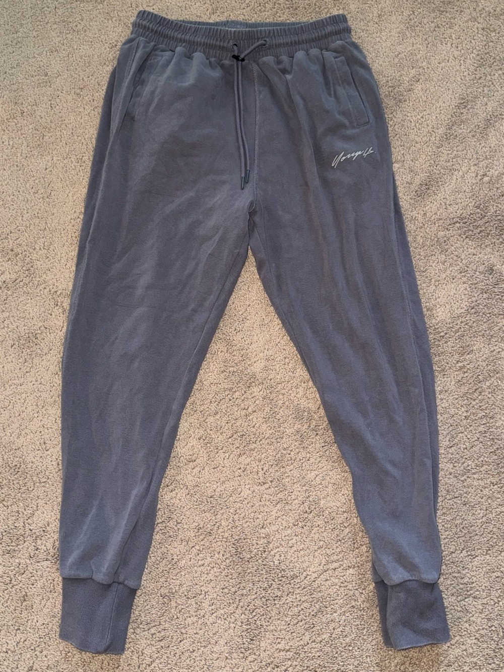 YoungLA Charcoal Gray Jogger Sweatpants with Script Logo